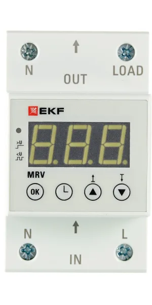 Реле напряжения модульное EKF PROxima (MRV-63A) 230 В 63 А 1P+N с дисплеем