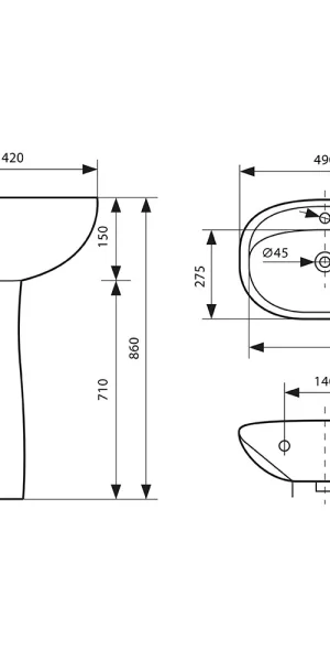 Комплект раковина с пьедесталом Lavelly Oval 49 см белая (OTZ212)