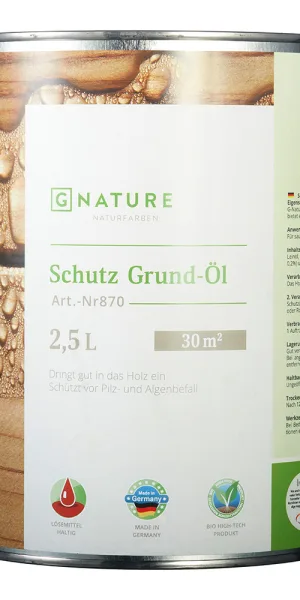Масло-грунт GNature Schutz Grund-Öl для наружных деревянных поверхностей бесцветный 2,5 л
