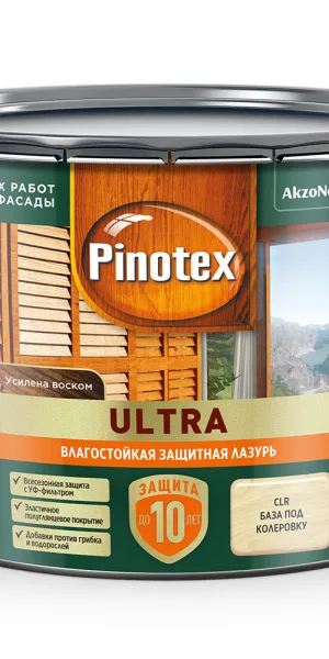 Антисептик Pinotex Ultra декоративный для дерева бесцветный основа ЕС 9 л