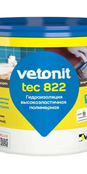 Гидроизоляция акриловая Vetonit Tec 822 серая 4 кг