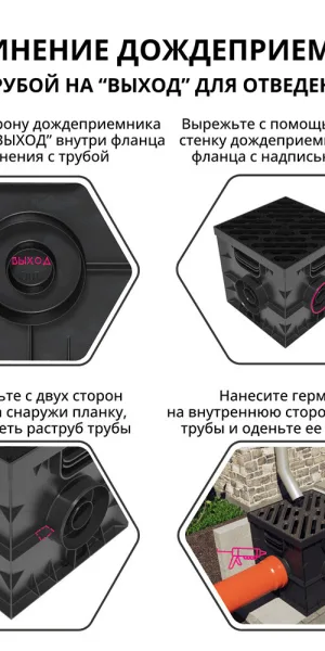 Дождеприемник пластиковый 300х300 мм Gidrolica черный