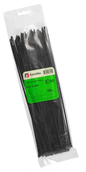 Стяжка кабельная Fortisflex КСС 300х3,6 мм нейлонoвая черная (100 шт.) (49413)
