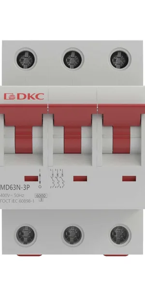 Автоматический выключатель модульный DKC Yon Max MD63N 3P 25А тип C 6 кА 400 В (MD63N-3PC25)