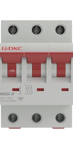 Автоматический выключатель модульный DKC Yon Max MD63S 3P 32А тип C 4,5 кА 400 В (MD63S-3PC32)