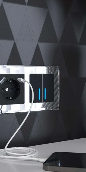 Розетка Werkel встраиваемая черная матовая с USB-A/ Type-C (a056275)