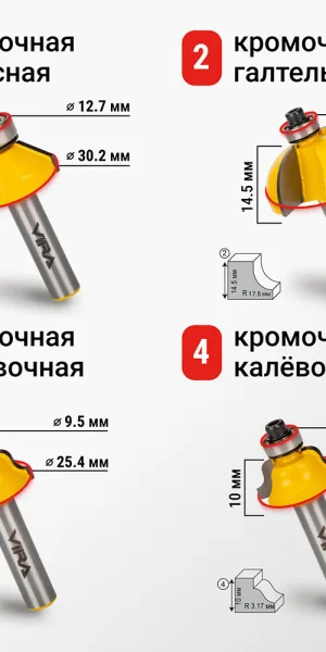 Набор фрез Vira (553367) по дереву 6-25,4 мм (12 шт.)