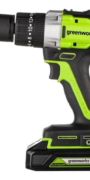 Дрель-шуруповерт ударная аккумуляторная бесщеточная Greenworks GD24DD60 24 В 2 Ач Li-Ion 1 АКБ и ЗУ (3704107UA)