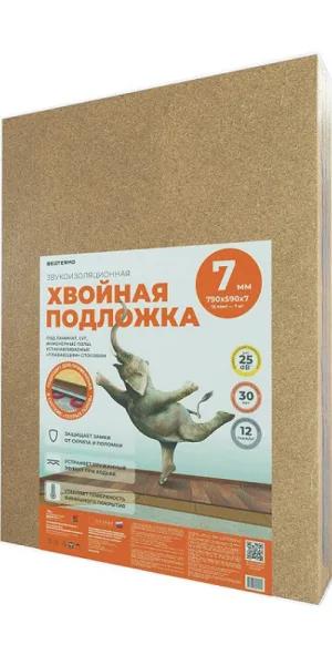 Подложка под ламинат и паркет хвойная Солнце 7 мм 7 кв.м 0,59х0,79 м