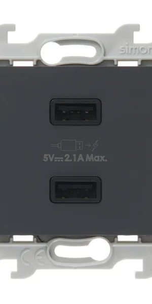 Розетка USB Simon 24 Harmonie встраиваемая графит 2хUSB-А (2411096-038)