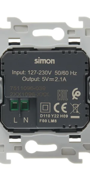 Розетка USB Simon 24 Harmonie встраиваемая графит 2хUSB-А (2411096-038)