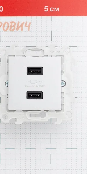 Розетка USB Simon 24 Harmonie встраиваемая алюминий 2хUSB-А (2411096-033)