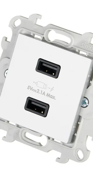 Розетка USB Simon 24 Harmonie встраиваемая алюминий 2хUSB-А (2411096-033)