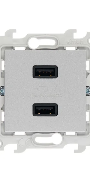 Розетка USB Simon 24 Harmonie встраиваемая алюминий 2хUSB-А (2411096-033)