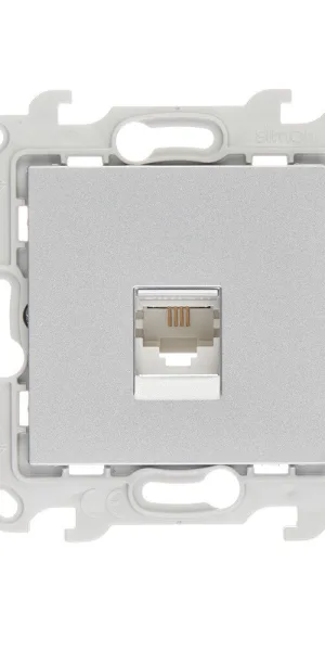 Розетка телефонная Simon 24 Harmonie встраиваемая алюминий RJ11 (2410480-033)