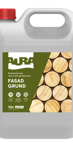 Антисептик Aura Fasad Grund грунтовочный для дерева бесцветный 10 л