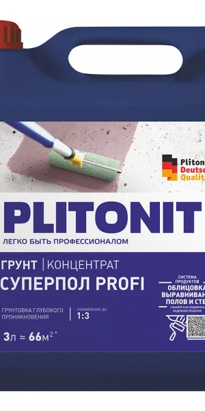 Грунт Plitonit СуперПол Profi глубокого проникновения 3 л концентрат 1:3