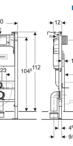 Инсталляция Geberit Delta Duofix для подвесного унитаза с кнопкой хром (458.149.21.1)