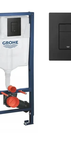 Инсталляция Grohe Solido для подвесного унитаза с кнопкой черной матовой