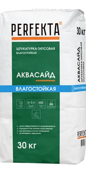 Штукатурка гипсовая Perfekta Аквасайд серая влагостойкая 30 кг