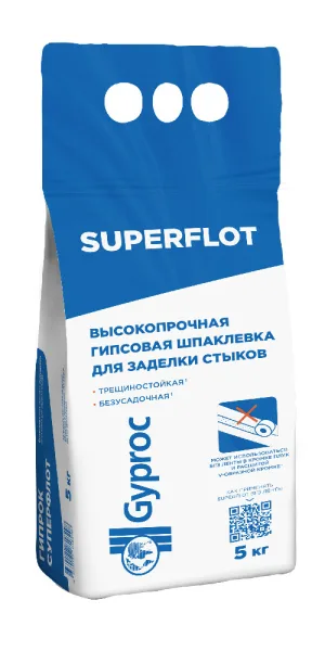 Шпаклевка гипсовая Гипрок Суперфлот высокопрочная безусадочная белая 5 кг