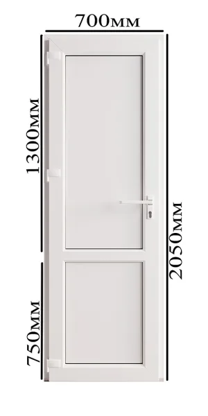 Металлопластиковая дверь VEKA 2050х700 мм алюминиевый порог белая левая глухая