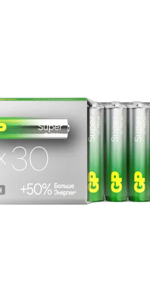Батарейка GP Batteries Super Алкалин AAA мизинчиковая LR03 1,5 В (30 шт.) (GP 24AA21-2CRSWC30)