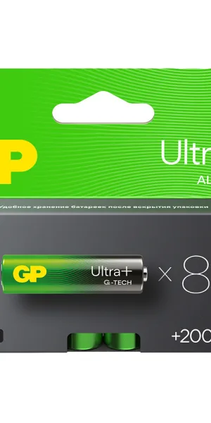 Батарейка GP Batteries Ultra+ Алкалин AA пальчиковая LR6 1,5 В (8 шт.) (GP 15AUPA21-2CRB8)