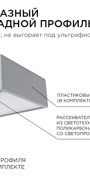 Профиль для светодиодной ленты Apeyron (08-01) 2 м П-образный