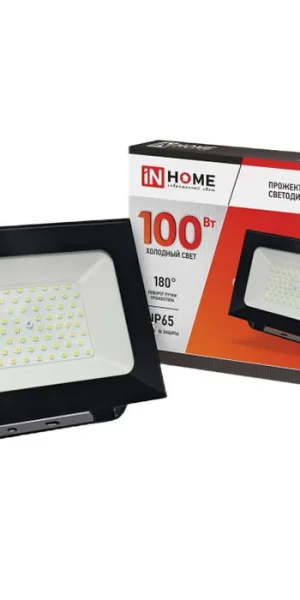 Прожектор светодиодный IN HOME СДО 6500К 100 Вт IP65 черный