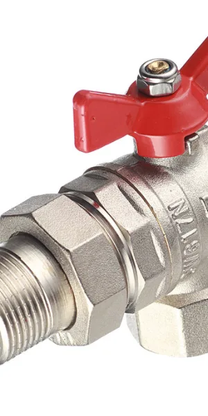 Кран шаровой латунный Valtec Base 3/4 ВР(г) х 3/4 НР(ш) бабочка с полусгоном угловой (VT.228.N.05)