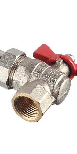 Кран шаровой латунный Valtec Base 1/2 ВР(г) х 1/2 НР(ш) бабочка с полусгоном угловой (VT.228.N.04)