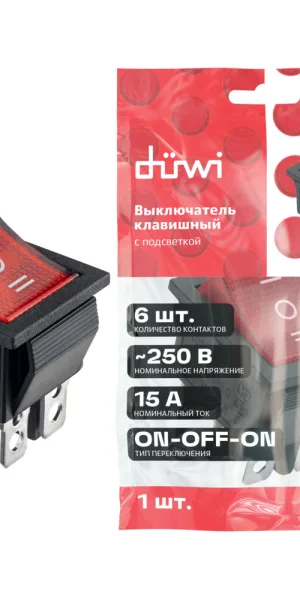 Кнопка прямоугольная Düwi 26842 0 250 В IP20 с подсветкой красная