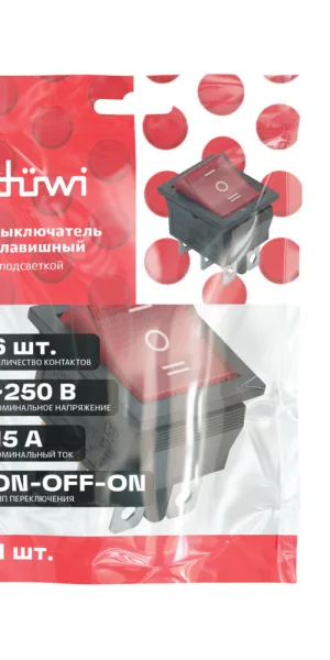Кнопка прямоугольная Düwi 26842 0 250 В IP20 с подсветкой красная