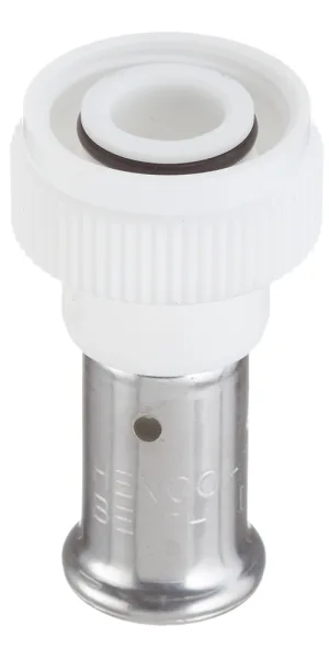 Муфта с накидной гайкой Henco (19PKW-1605) 16(пресс) х 3/4 ВР(г) под евроконус белая PVDF