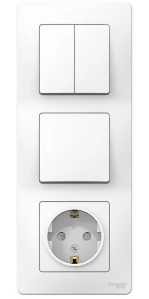 Блок выключатель и розетка Systeme Electric Blanca трехклавишный встраиваемый белый (BLNBS101201)