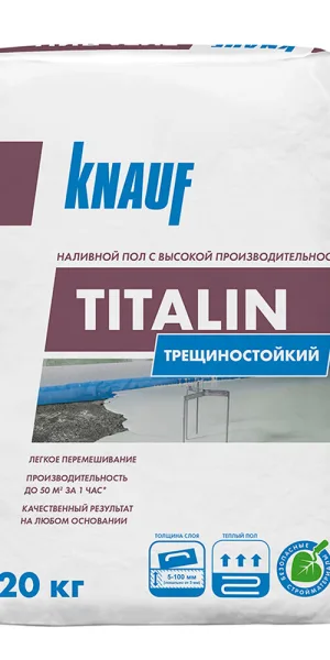 Ровнитель (наливной пол) универсальный Knauf Титалин самовыравнивающийся быстротвердеющий 20 кг