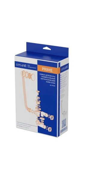 Сифон для ванны Cersanit Prime 1 1/2х40 мм проточный слив d68 мм автомат с выпуском клик-клак с соединением 40 мм (64286)