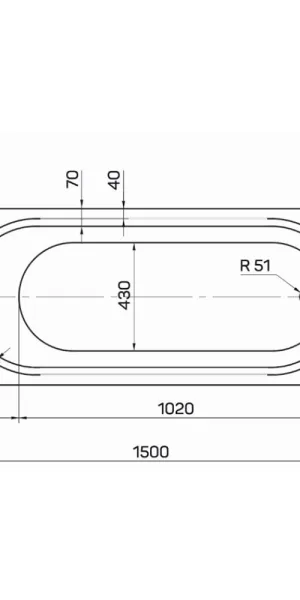 Ванна акриловая Tanaris 150х70 см без ножек (01тан1570)