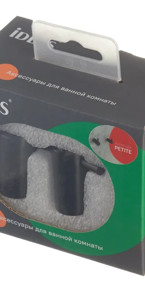 Крючок для ванной Iddis Petite одинарный на шуруп металл черный (2 шт.) (PET2SB3i41)