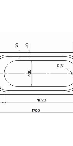 Ванна акриловая Tanaris 170х70 см без ножек (01тан1770)