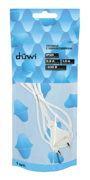 Кабель для светильника Duwi IP20 230 В 1,5 м белый (28560 1)