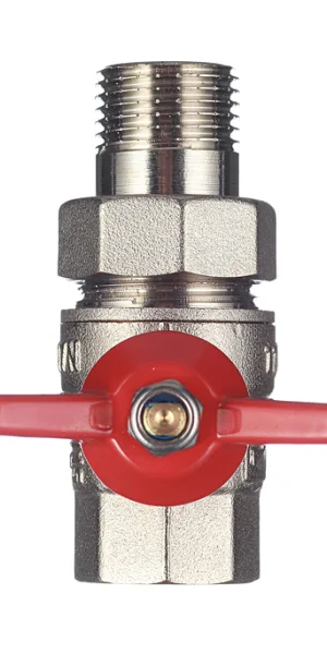 Кран шаровой латунный Valtec Base 1/2 ВР(г) х 1/2 НР(ш) бабочка с полусгоном прямой (VT.227.N.04)