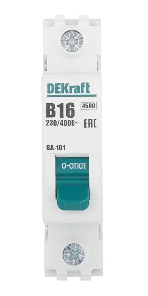 Автоматический выключатель модульный Dekraft BA-101 1P 16А тип B 4,5 кА 230/400 В (11006DEK)