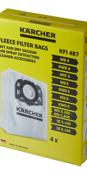 Мешок для пылесоса Karcher (2.863-006.0) 30 л к моделям WD 4/5/6 флис (4 шт.)