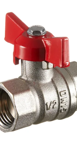 Кран шаровой латунный Valtec 1/2 ВР(г) х 1/2 ВР(г) полнопроходной бабочка прямой (VT.122.N.04)