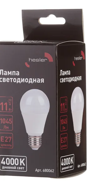 Лампа светодиодная Hesler E27 4000К 11 Вт 855 Лм 230 В груша А60 матовая
