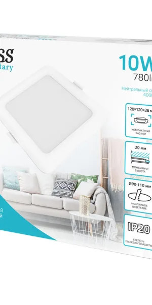 Светильник встраиваемый светодиодный с драйвером белый 10 Вт 4000К IP20 Gauss Elementary Downlight (998420209)