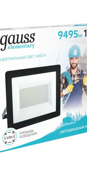Прожектор cветодиодный Gauss Elementary G2 4000K 100 Вт IP65 черный