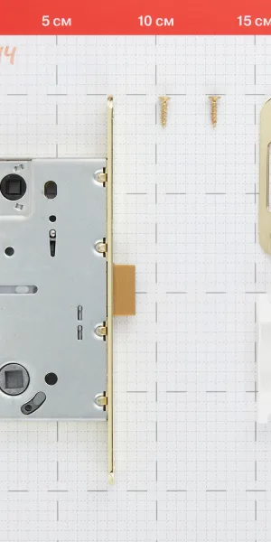 Замок врезной Fuaro PLASTP96WC-50 SG для межкомнатной двери под фиксатор матовое золото